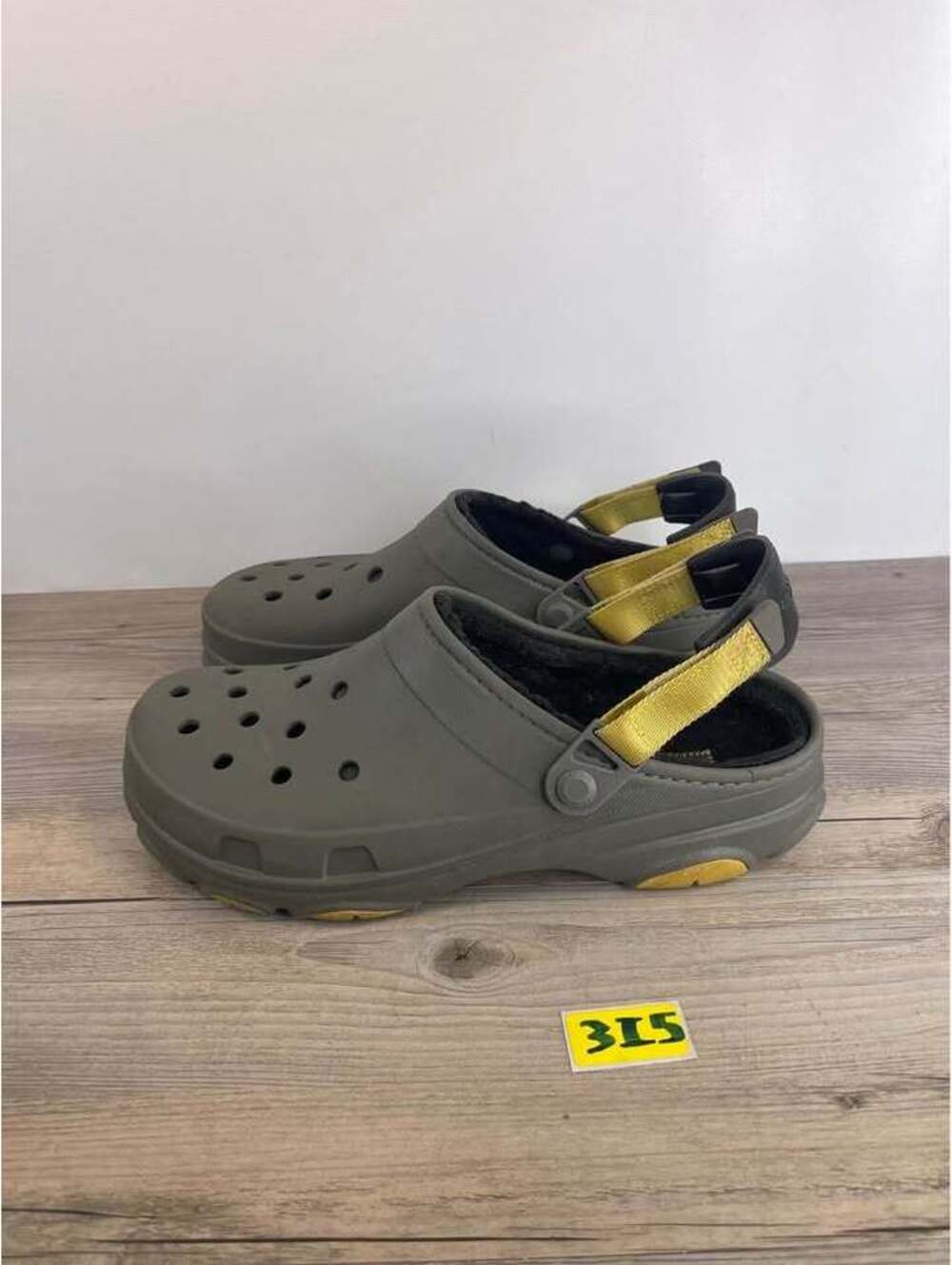 Crocs Classic All-Terrain Lined Clogs Men's Size 13 Army Green Yellow